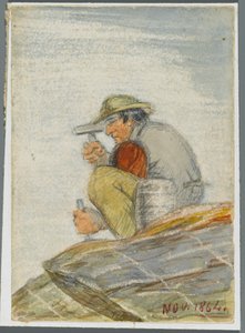 Stenarbejder, 1864 (wc over sort medieundertegning)