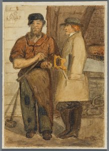 Two Stone Workers, 1864 (wc over sort medieundertegning)
