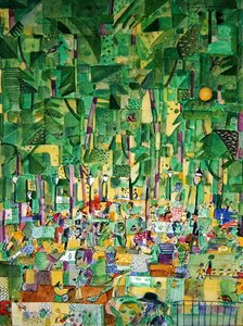 Garden Restaurant (akvarel og gouache på papir) af Karl Leyhausen