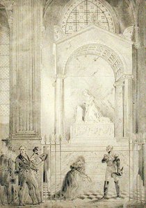 Begravelsesmonument for kejserinde Josephine (1763-1814) i kirken St. Peter og St. Paul, Rueil-Malmaison (blyant på papir)