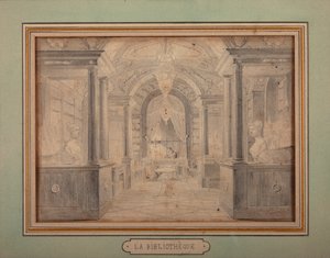 Napoleon på arbejde i biblioteket i Chateau de Malmaison, ca. 1806