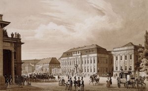 Unter den Linden, Berlin. Udsigt fra Neue Wache mod Kronprinzenpalais med Prinzessinenpalais til højre og Kommandatur til venstre,