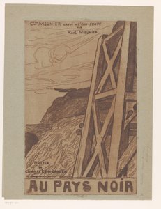 Bjerglandskab med industrielt byggeri Titelside for: Lemonnier, Au Pays Noir, [1885] af Karl Meunier