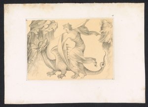 Gevecht mellem draak en kvinde Design og studier af en hollandsk mester fra det 15. århundrede. Århundrede. Baseret på originalerne opbevaret på Det Kongelige Bibliotek i Berlin (serietitel) af Karl Palzow