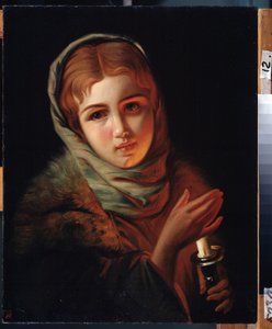 ""Udnævnelsen missede"" Ung pige fra arbejderklassebaggrund med et skuffet udtryk. Maleri af Pavel Alexandrovich Briullov (Bryullov) (1840-1914) Statens Kunstmuseum, Irkutsk af Karl Pavlovich Bryullov