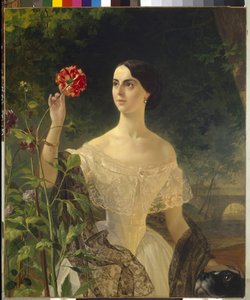 Portræt af grevinde Sophia Bobrinskaya, født Samoylova (1797-1866). Maleri af Karl Pavlovich Briullov (Bryullov) (1799-1866), olie på lærred af Karl Pavlovich Bryullov