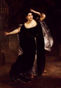 Giuditta Pasta (1797-1865), italiensk sopran, i Anna Bolenas gale scene, fra operaen af Gaetano Donizetti af Karl Pavlovich Bryullov