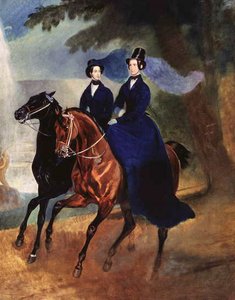 Portræt af kejserinde Alexandra Fyodorovna med sin datter, 1837