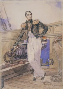 Vladimir Alexeyevich Kornilov ombord på briggen Themistokles, 1835 af Karl Pavlovich Bryullov
