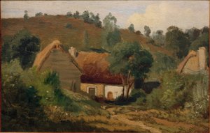 Fransk landskab med huse af Karl Peter Burnitz