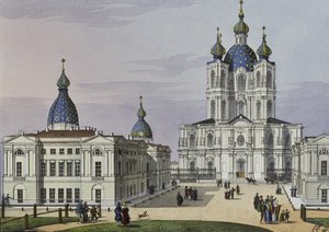 Opstandelsesklosteret Smolnyj i St. Petersborg, første halvdel af det 19. århundrede.