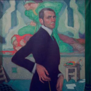 Selvportræt mod Nibelungen-cyklussen af Karl Schmoll von Eisenwerth