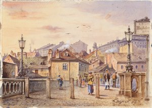 Magdalenebroen over Wien-floden af Karl Wenzel Zajicek
