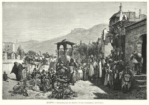 Fordeling af datoer på en kirkegård, Cairo, Egypten (litho) af Karl Wilhelm Gentz