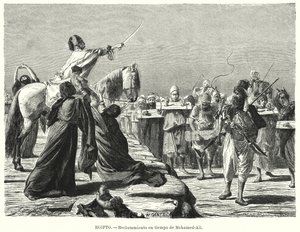 Rekruttering af soldater til den osmanniske hær under Muhammad Alis tid, Khedive i Egypten (litho)