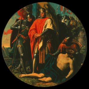 Rudolph I på slagmarken efter sejren over Ottokar, 1278, ca 1868. af Karl von Blaas