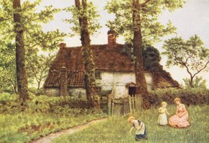 En hytte i Surrey (farvelitografi) af Kate (after) Greenaway