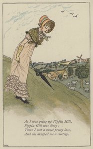 Da jeg skulle op ad Pippin Hill (farve litho) af Kate (after) Greenaway