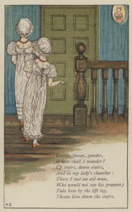 Gåseagtig, gåseagtig, gander (farve litho) af Kate (after) Greenaway