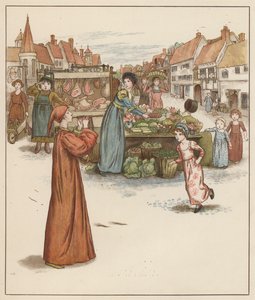 Kate Greenaway-illustration til The Pied Piper of Hamelin af Robert Browning (farve litho) af Kate (after) Greenaway