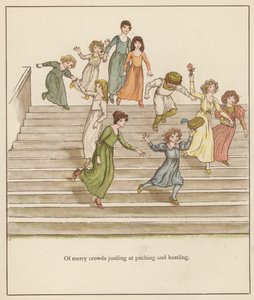 Kate Greenaway-illustration til The Pied Piper of Hamelin af Robert Browning (farve litho) af Kate (after) Greenaway