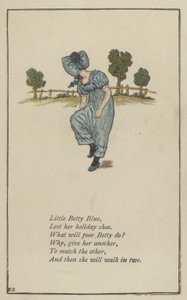 Little Betty Blue (farve litho) af Kate (after) Greenaway