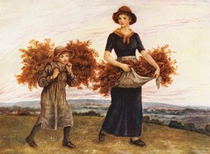 The Bracken Gatherers (farvelitografi) af Kate (after) Greenaway