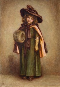 Lille pige med muff (akvarel) af Kate Greenaway