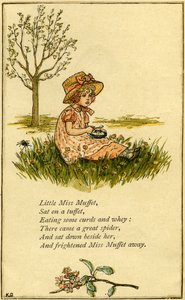 Lille Miss Muffet illustreret af Kate Greenaway