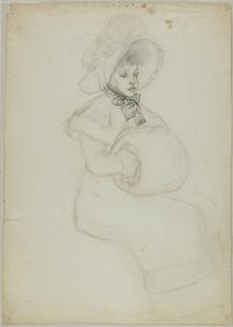 Siddende pige med muffer af Kate Greenaway