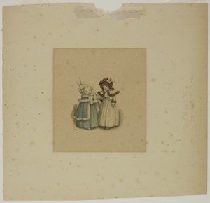 To små piger i pelsbeskårne frakker af Kate Greenaway