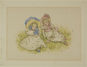 To små piger med motorhjelm af Kate Greenaway