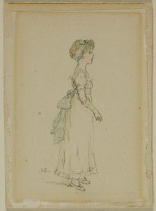 Ung pige med blå bånd af Kate Greenaway