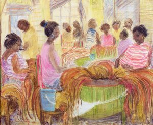 Cigar Factory, Havana (olie og pastel på lærred)