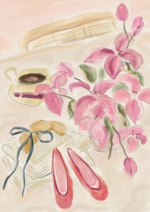 Stilleben-akvarelillustration med ballerinaer