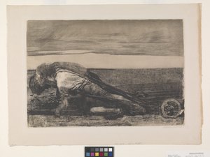 Die Pflüger (Plovmændene) (ætsning og akvatint på chine collé) af Käthe Kollwitz