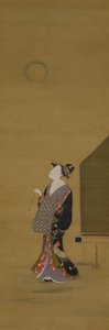 Skønhed ser på månen, 1700-tallet. af Katsukawa Shuncho