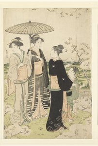 Beundre kirsebærblomsten ved Asukayama af Katsukawa Shuncho