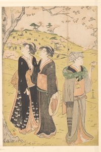 Beundre kirsebærblomsten ved Asukayama af Katsukawa Shuncho