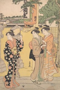 Messebesøgende i bygningen af et buddhistisk tempel, ca. 1789. af Katsukawa Shuncho