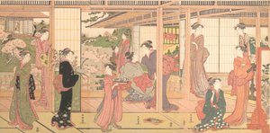 Palæ med udgang til en have, ca. 1786. af Katsukawa Shuncho
