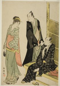 Skuespillerne Onoe Matsusuke I og Ichikawa Omezo I på et tehus af Katsukawa Shuncho