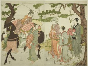 Rejsende på Tokaido af Katsukawa Shuncho