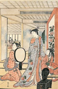 Kvinde foran spejlet, af Katsukawa Shunsho (1726-1792), Japan Japanese Civilization af Katsukawa Shuncho