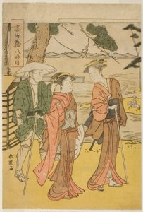 Ottende akt: Bruderejsen (Michiyuki) fra skuespillet Chushingura (Skatkammeret for de syvogfyrre loyale tjenere) af Katsukawa Shun