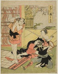 Ellevte akt: Natteangreb på Moronaos palæ fra skuespillet Chushingura (Treasury of Forty-seven Loyal Retainers) af Katsukawa Shun