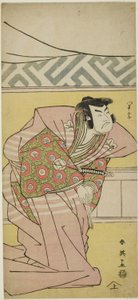 Skuespiller Sawamura Sôjûrô III som Oda Kazusanosuke Harunaga i "Muromacho Chronicle in Kana Script" ("Kanagaki Muromachi bundan") af Katsukawa Shun