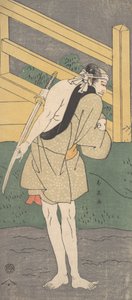 Arashi Ryuzo som en mand kun klædt i et lyseblåt tøj, ca. 1796.