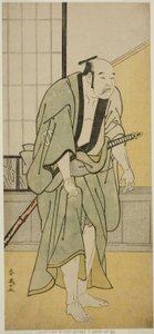 Skuespilleren Asao Tamejuro I som den berusede Gotobei i stykket Yoshitsune Koshigoe Jo, opført på Ichimura-teatret i den niende måned, 1790 af Katsukawa Shun