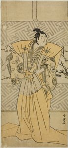 Skuespilleren Iwai Hanshiro IV som Soga no Goro Tokimune i skuespillet Koi no Yosuga Kanegaki Soga, opført på Ichimura-teatret i den første måned, 1789 af Katsukawa Shun